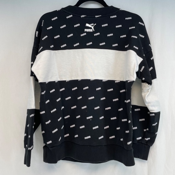 Puma Crewneck Sweater Black and White Women’s Size Small - Picture 2 of 12